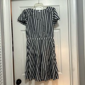 Blue and white striped casual dress